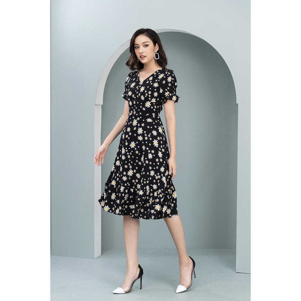 Đầm Hoa Vintage Thiết Kế Nữ Dáng Xòe LUPERI LFV3198 Cho Nàng Đi Chơi Đi Dạo Phố