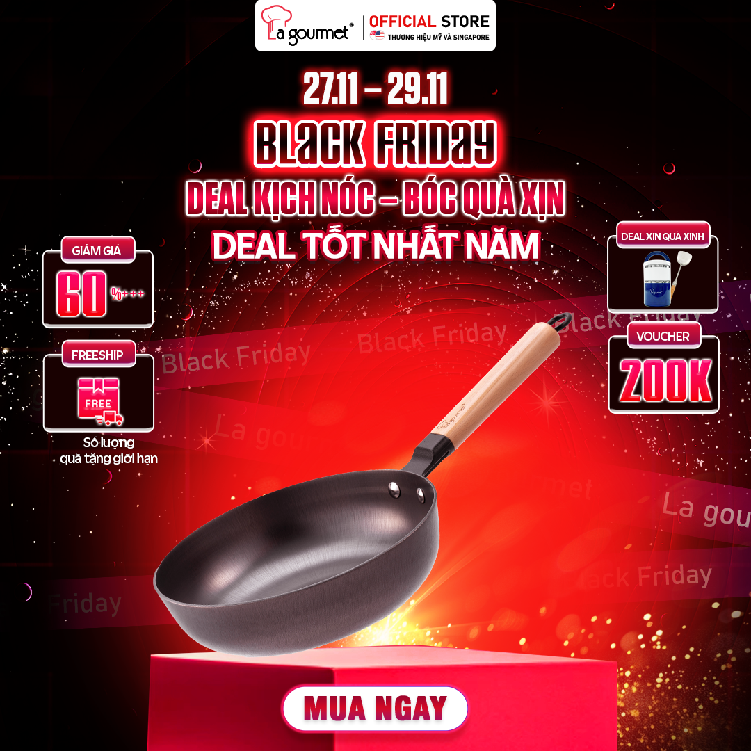 Chảo Gang Đúc Công Nghệ Mới La Gourmet Nitrigan 28Cm Lòng Sâu 4L - 347701 Tốt Cho Sức Khỏe, Siêu Bền