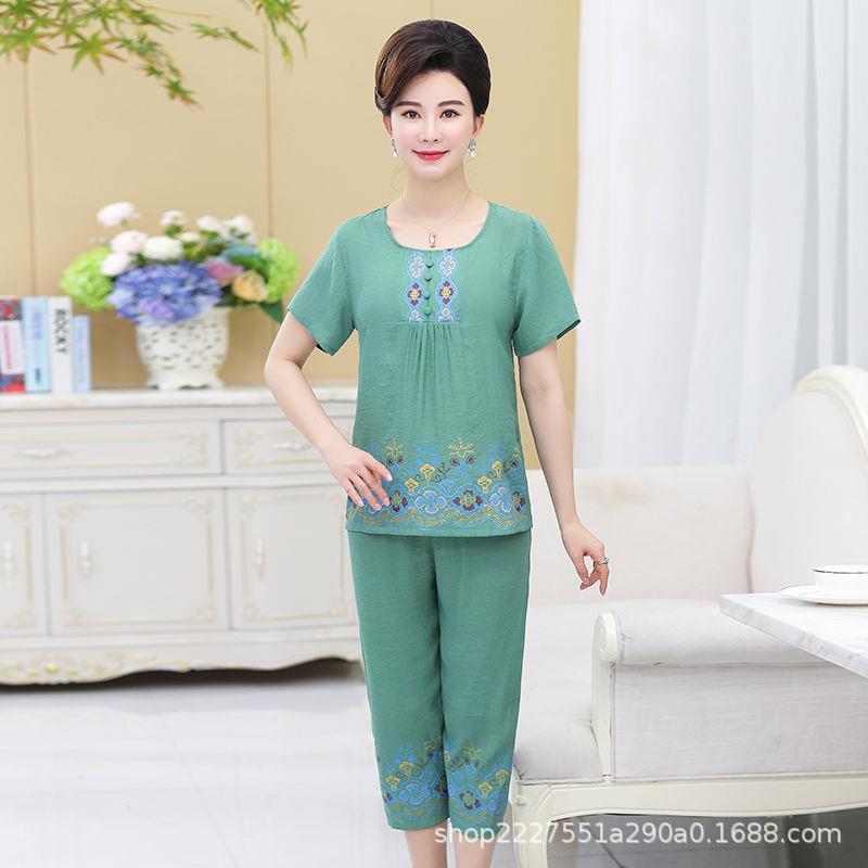Bộ Đồ Trung Niên Nữ - Bộ Mặc Nhà Trung Niên Cho Mẹ Chất Đũi