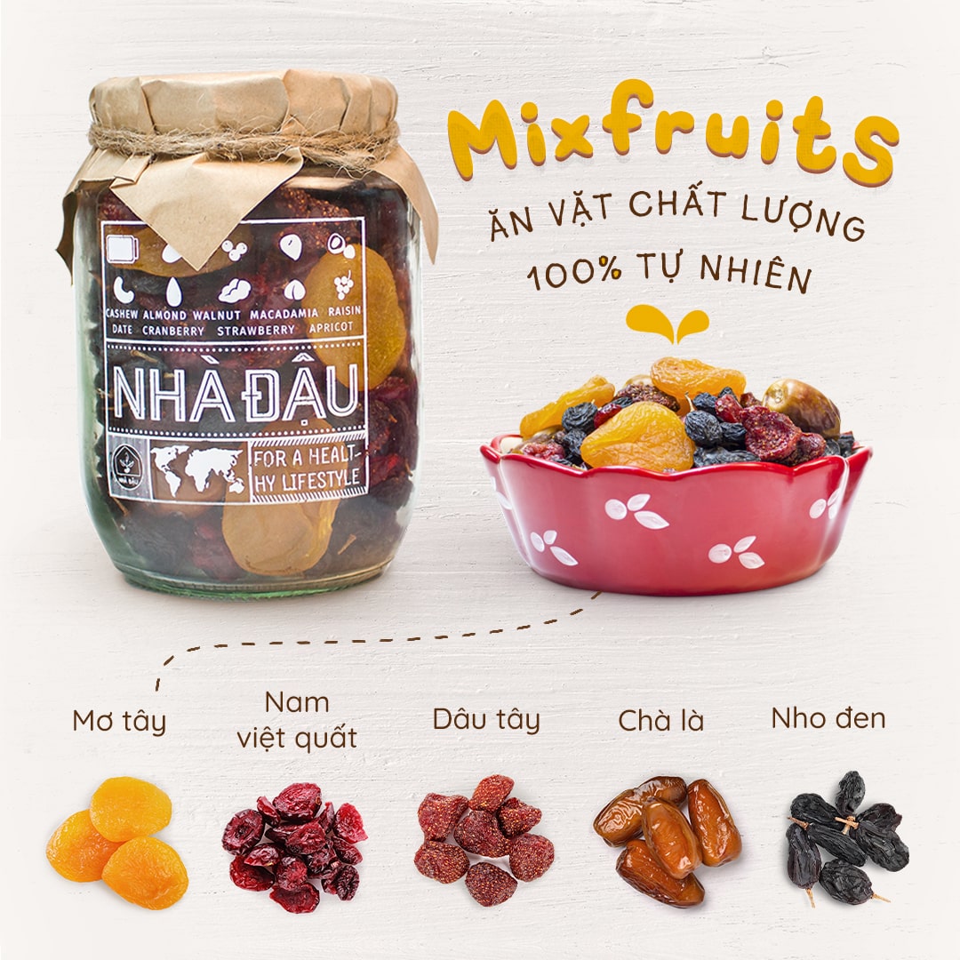 Mixfruits Trái Cây Sấy Dẻo Nhập Khẩu Hũ 300g | Nhà Đậu | 5