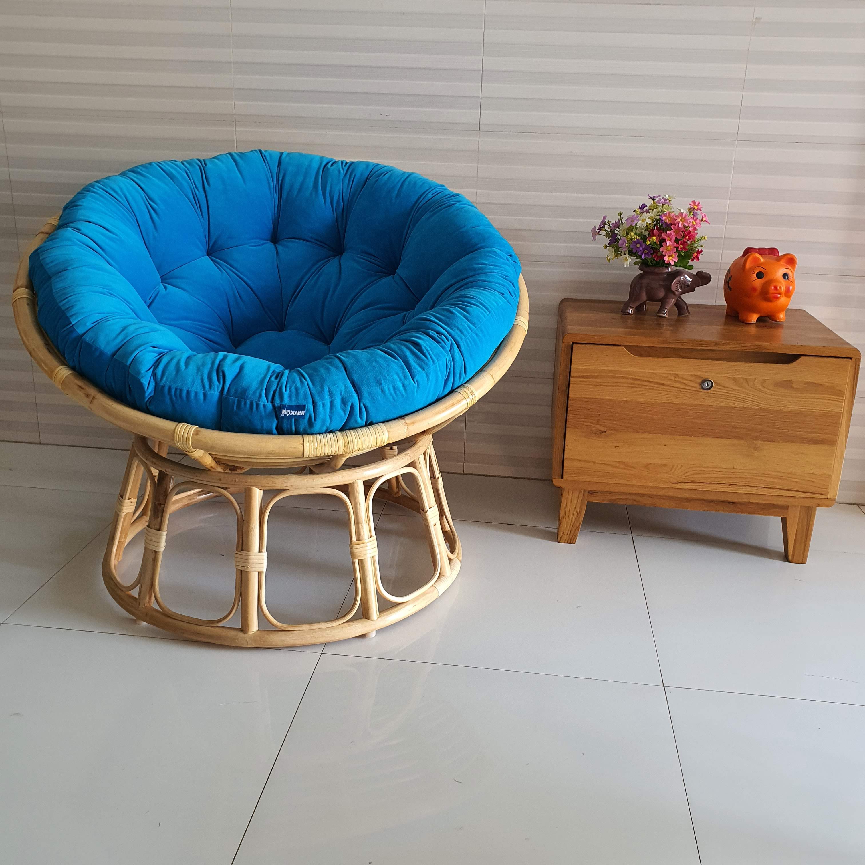 Ghế thư giãn papasan đủ size ( Nệm nhung cao cấp xanh biển)