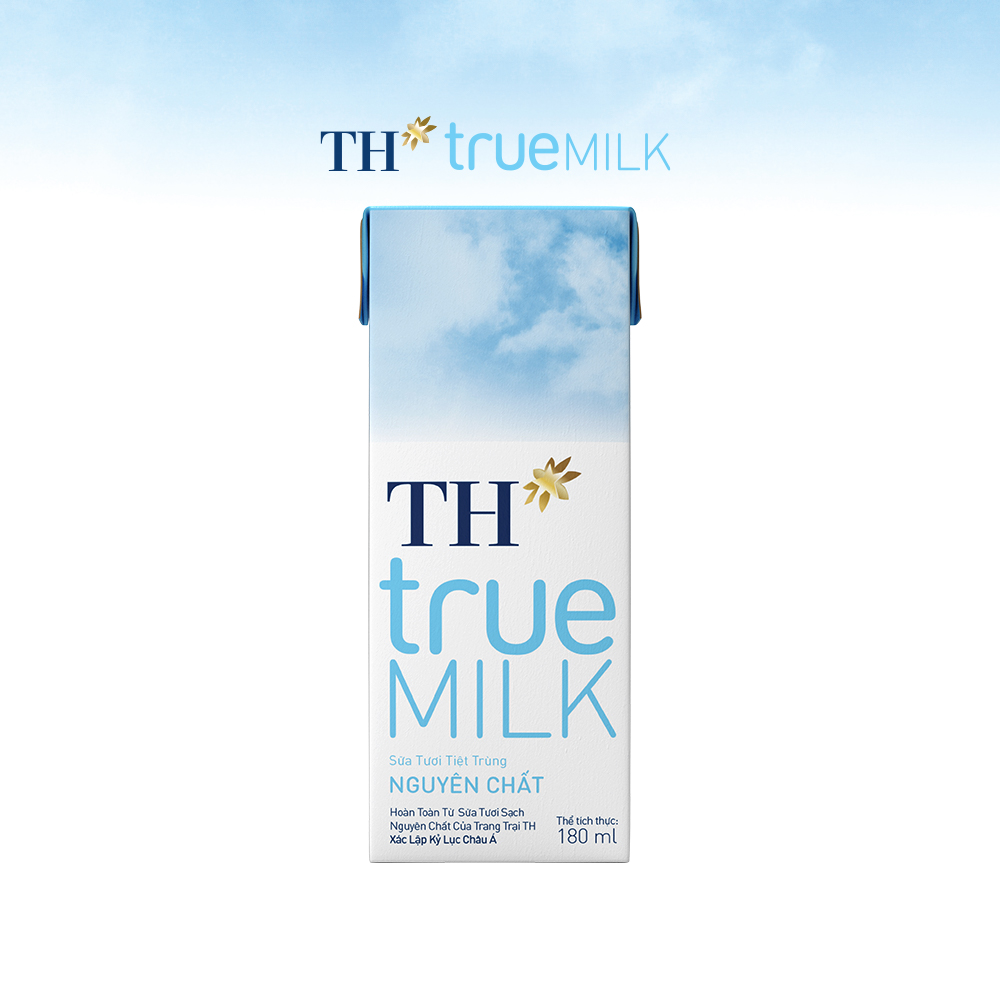 4 Lốc sữa tươi tiệt trùng nguyên chất TH True Milk 180ml