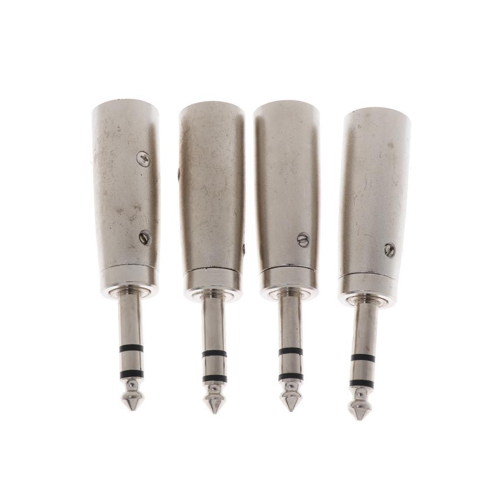 4PCS 1/4" 6.35mm Stereo Female Jack to 3-Pin Female -Audio Cable Mic Adapter