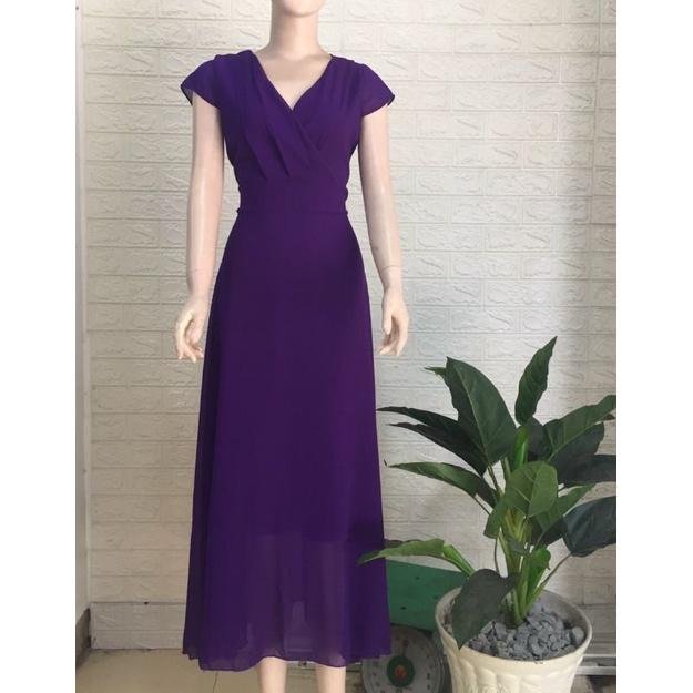 ĐẦM MAXI CỔ V TAY CON