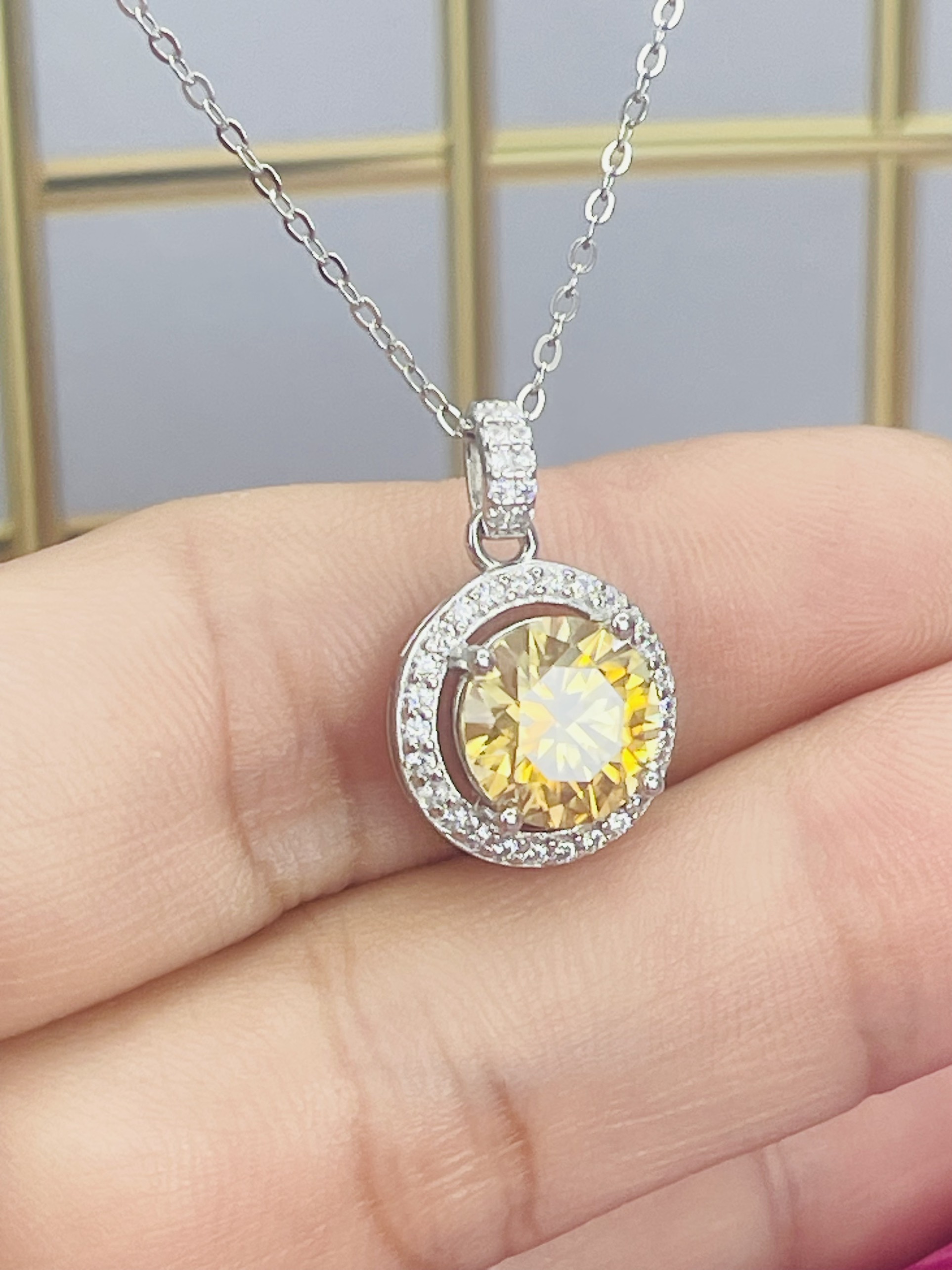 Dây chuyền Moissanite 3ct Kim Cương nhân tạo và Bạc 925 xi Bạch Kim N3373