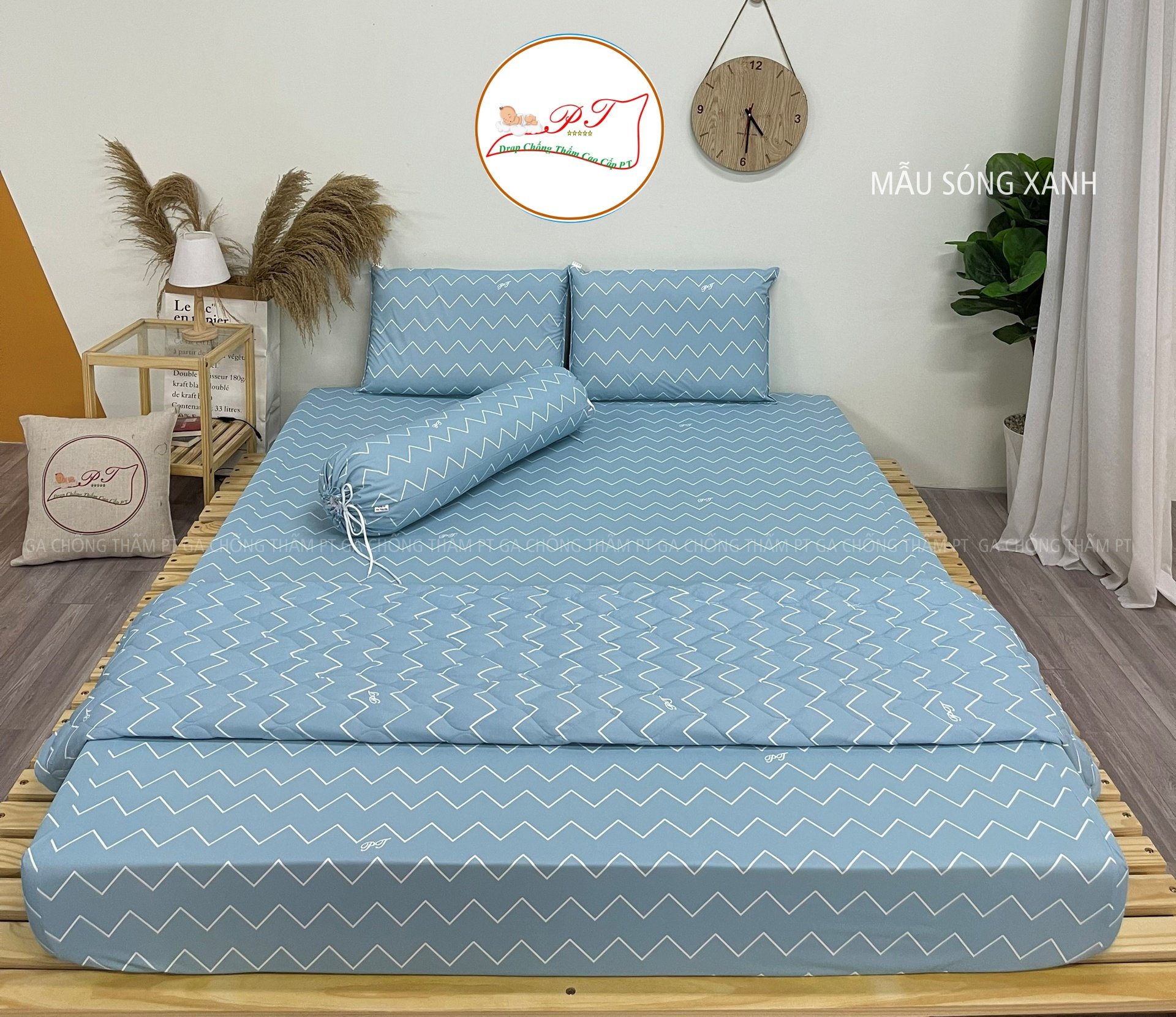 Ga Chống Thấm Cao Cấp PT Mẫu Họa Tiết Sóng Xanh