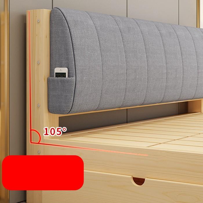 Giường gỗ thông hiện đại 1m8 x 2m (kèm đệm tựa lưng)