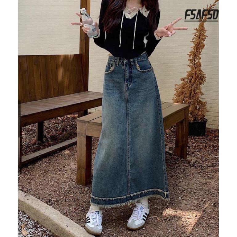 Chân váy jeans cạp cao thời trang NIEVE