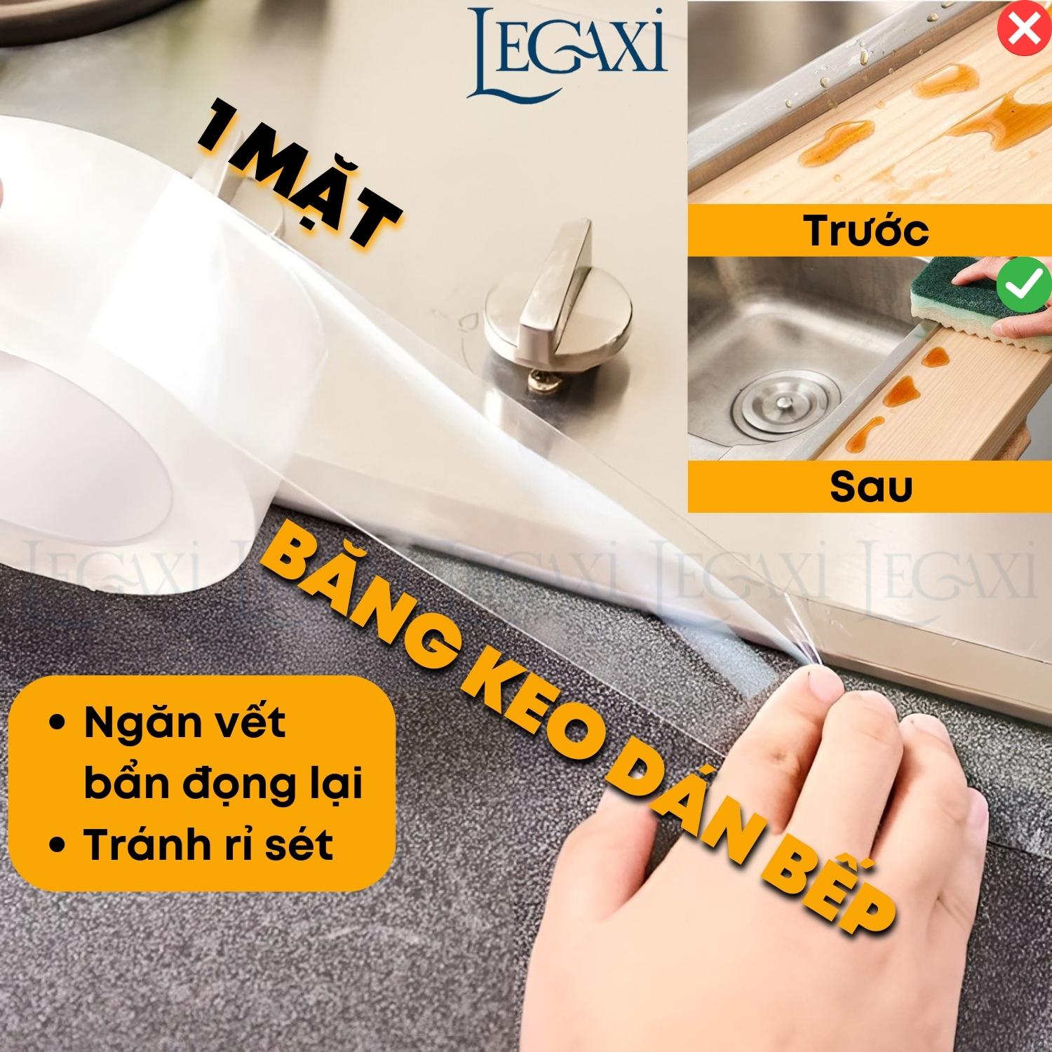 Băng keo dán viền mép bếp trong suốt chống thấm chống dầu mỡ chống nấm mốc bồn rửa bát lavabo Legaxi