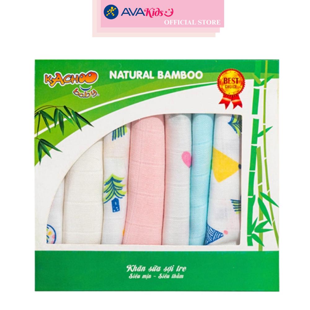 Set 8 cái khăn sữa sợi tre KACHOOBABY 2 lớp 30x30 cm - Màu ngẫu nhiên