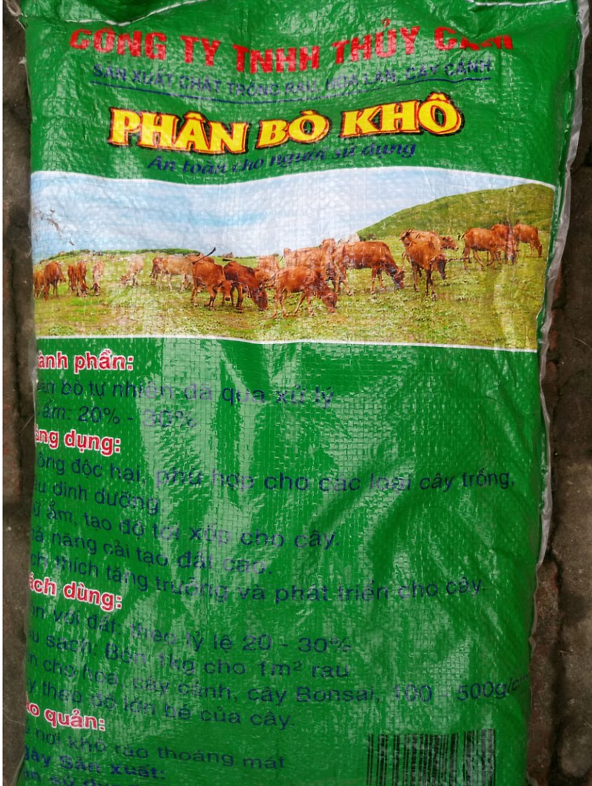 BAO 5KG PHÂN BÒ KHÔ DÙNG BÓN CHO RAU , HOA, CÂY CẢNH, CÂY ĂN TRÁI