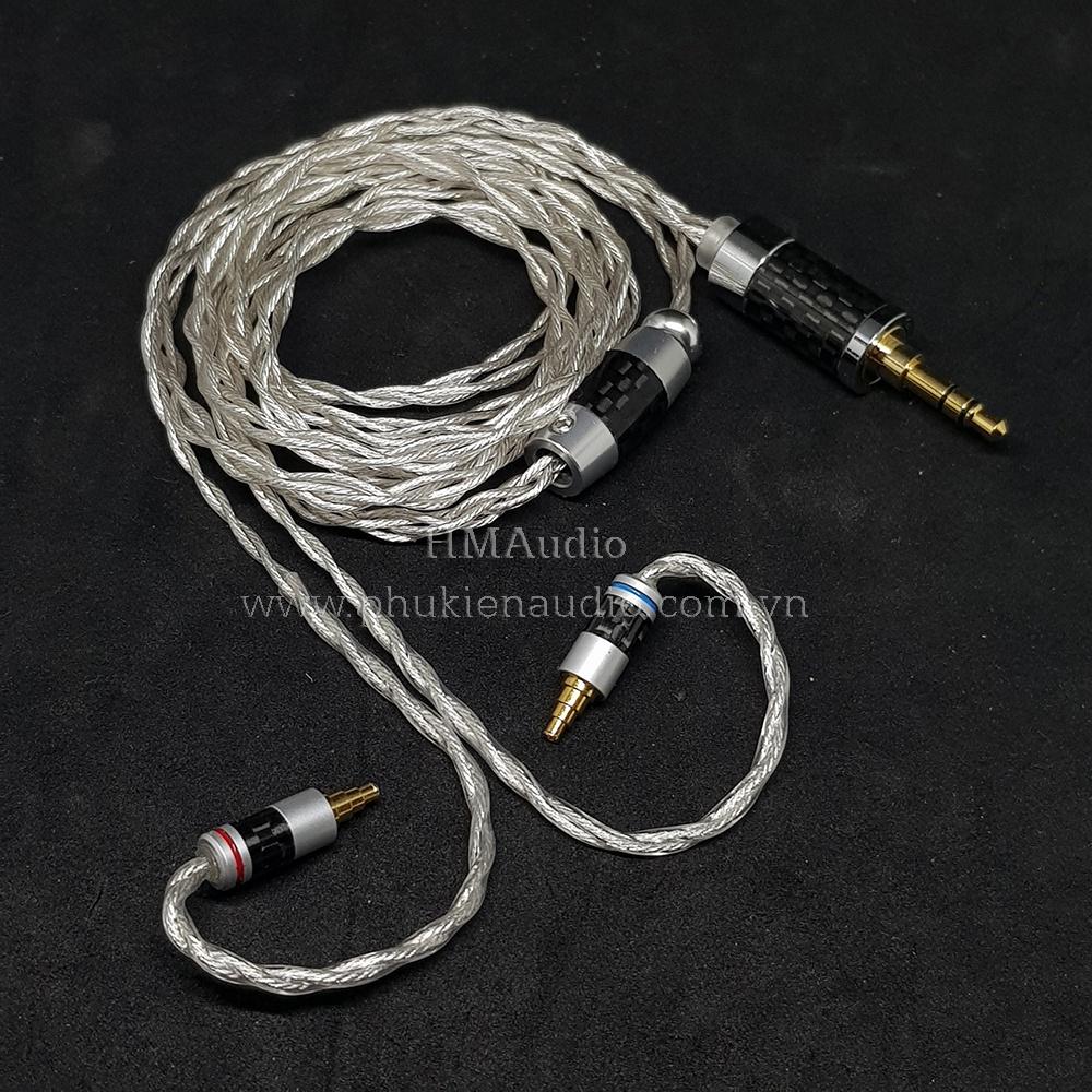 Dây tai nghe đồng mạ bạc 7N OCC Litz 25AWG đường kính dây đơn 1.1mm tết 4 sợi - Connetor IM01/02/03 IM50/70 A2DC IE80/80s IE40Pro IE100/500 IE300/900 2Pin MMCX