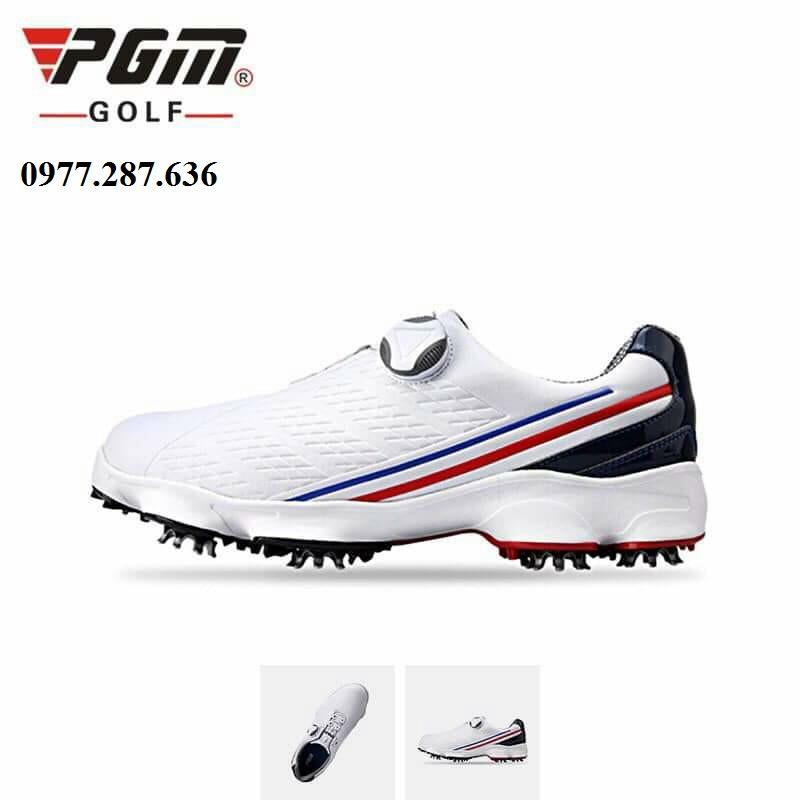 Giày golf nam núm vặn thể thao êm chân màu trắng đế đinh chống trơn trượt GG001