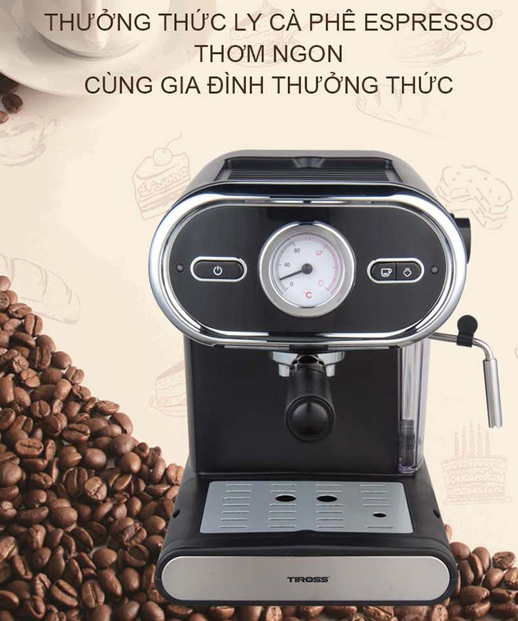 Máy Pha Cà Phê Espresso Tiross TS6211 (15bar) - Hàng Chính Hãng