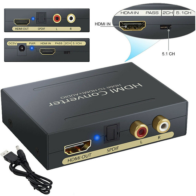 Bộ Chuyển Đổi Audio Từ Cổng HDMI sang Cổng Quang SPDIF + HDMI Có Hỗ Trợ Âm Thanh 5.1