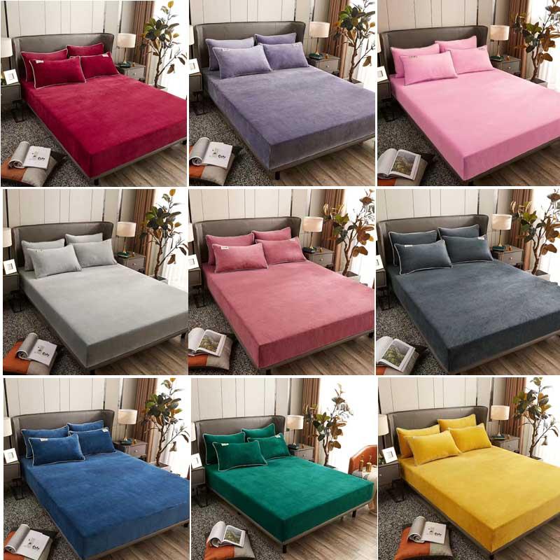 WOSTAR Mùa Đông Ấm Chắc Chắn Dép Nỉ Thun Trang Bị Tấm Bảo Vệ Nệm Da Siêu Mềm Vua Kích Thước Giường Đôi Giường