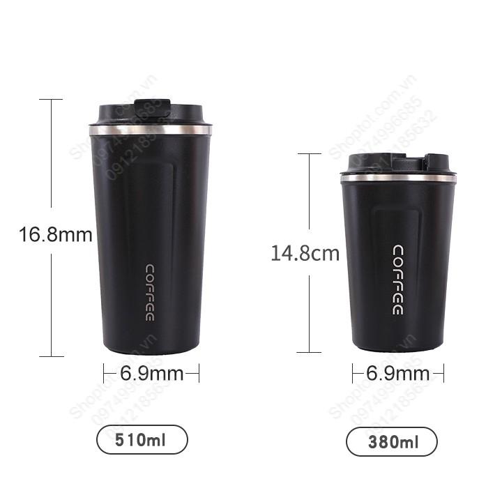 Cốc ly uống cà phê bằng inox 304 loại 2 lớp, có nắp thông minh kín nước, chuyên uống cà phê, uống trà đa năng