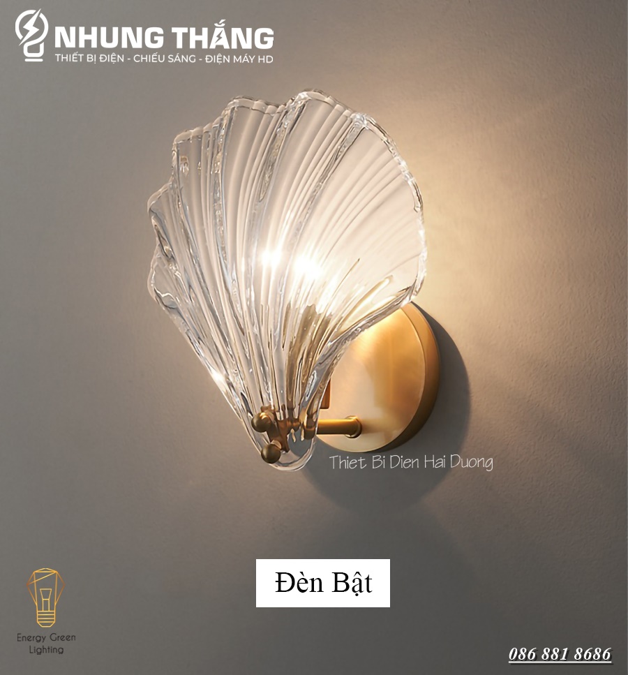 Đèn Tường Vỏ Sò DT-012 - Mặt Thủy Tinh Trắng Trong Suốt Cao Cấp - Decor Trang Trí - Sử Đụng Đui E14 - Bóng Bắp Ngô - Có Video