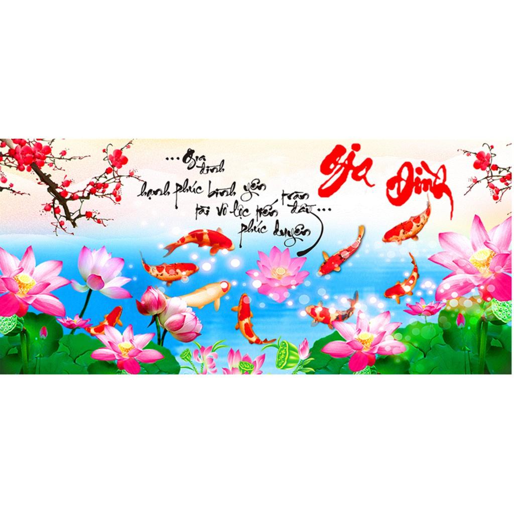 Tranh Đính Đá GIA ĐÌNH HẠNH PHÚC . Kích Thước: 90cm x 45cm