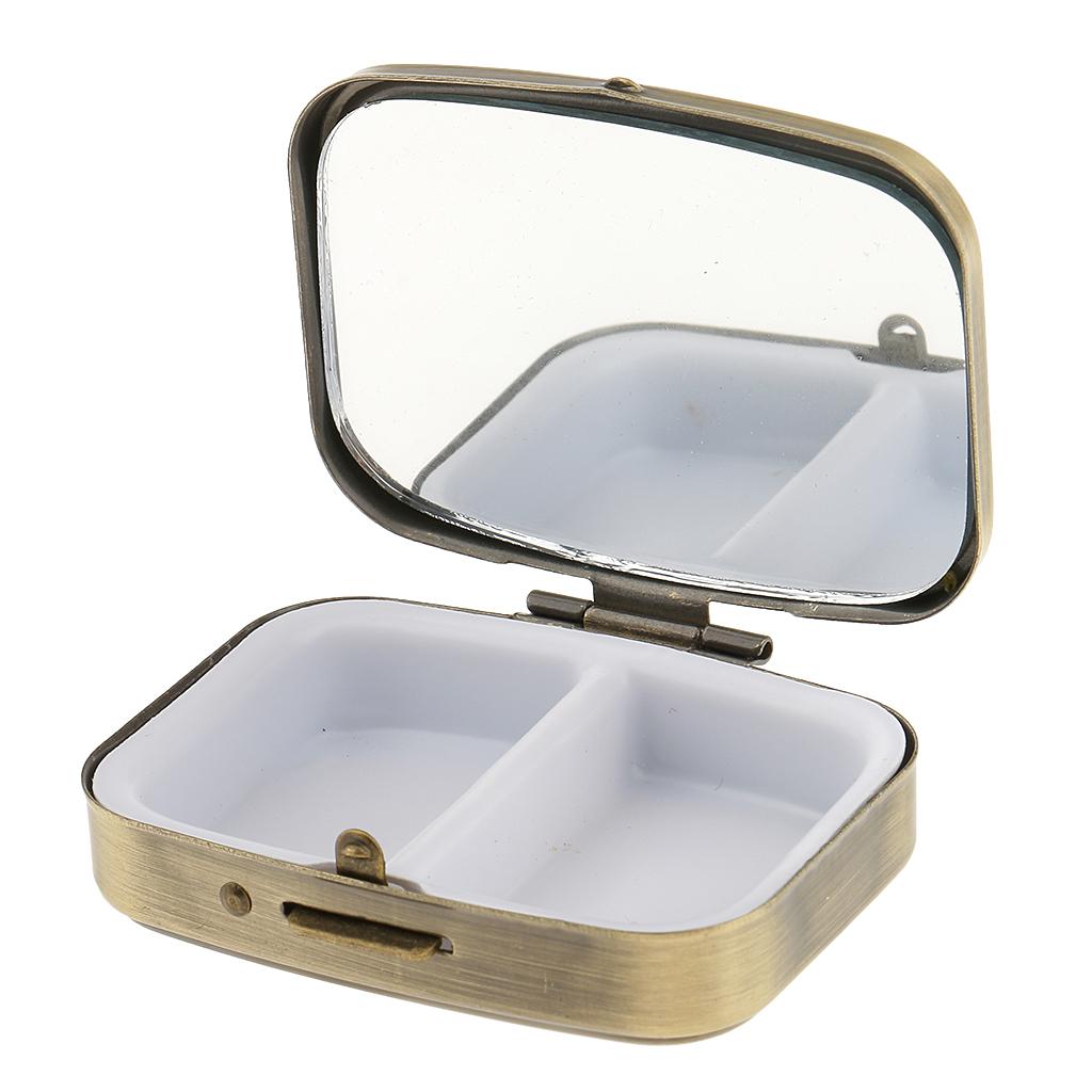 Travel Portable Vitamin Organizer Medicine Tablet Box Storage Case w/ Mirror