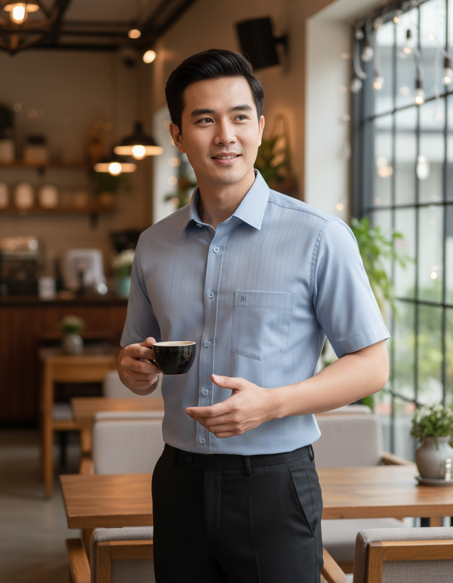 Áo sơ mi nam tay ngắn Khatoco(S-5XL)