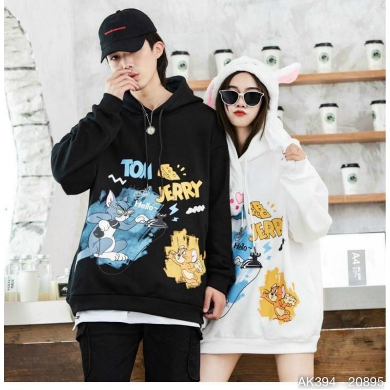 Áo Hoodie Nam Nữ Nỉ Bông Dày Dặn Form Rộng Hàng QC Sweater TOM & JERRY