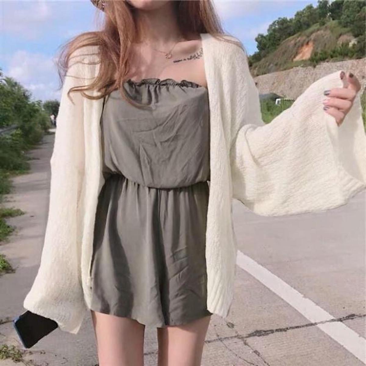 Áo Cardigan len Áo khoác len mỏng dệt kim Chất Đẹp Siêu Hot HÀNG QUẢNG CHÂU K4E6 - Be