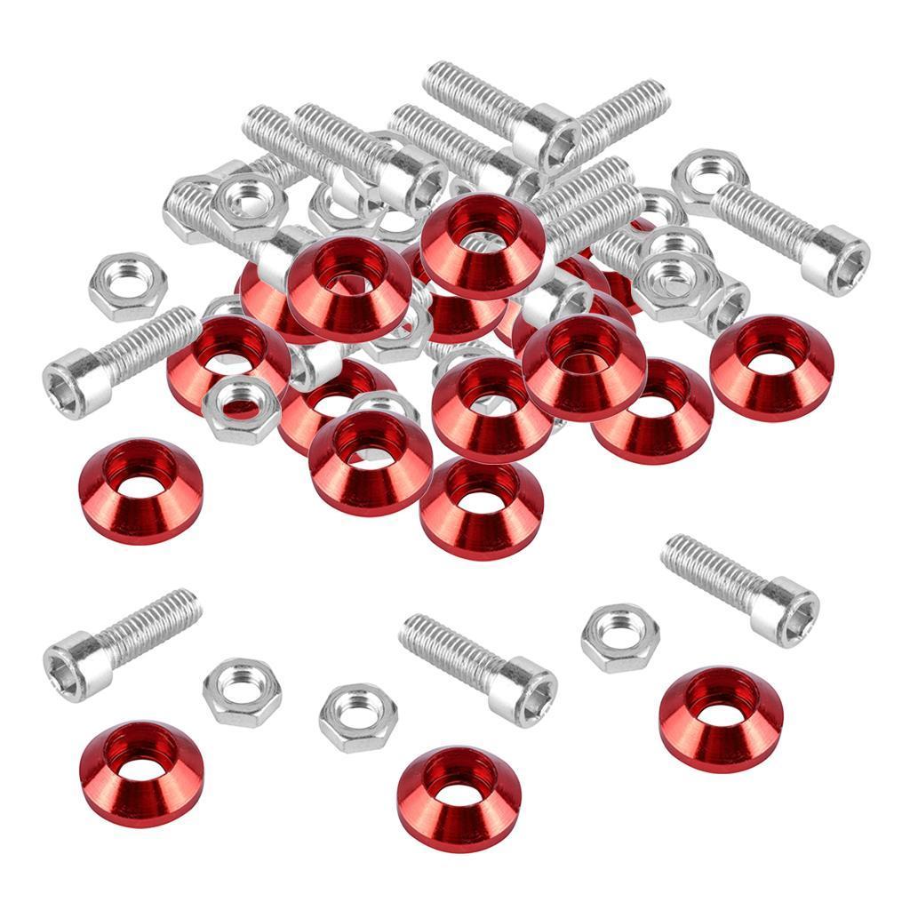 Red Aluminum Bumper Washer Engine Bay Screw Dress Up