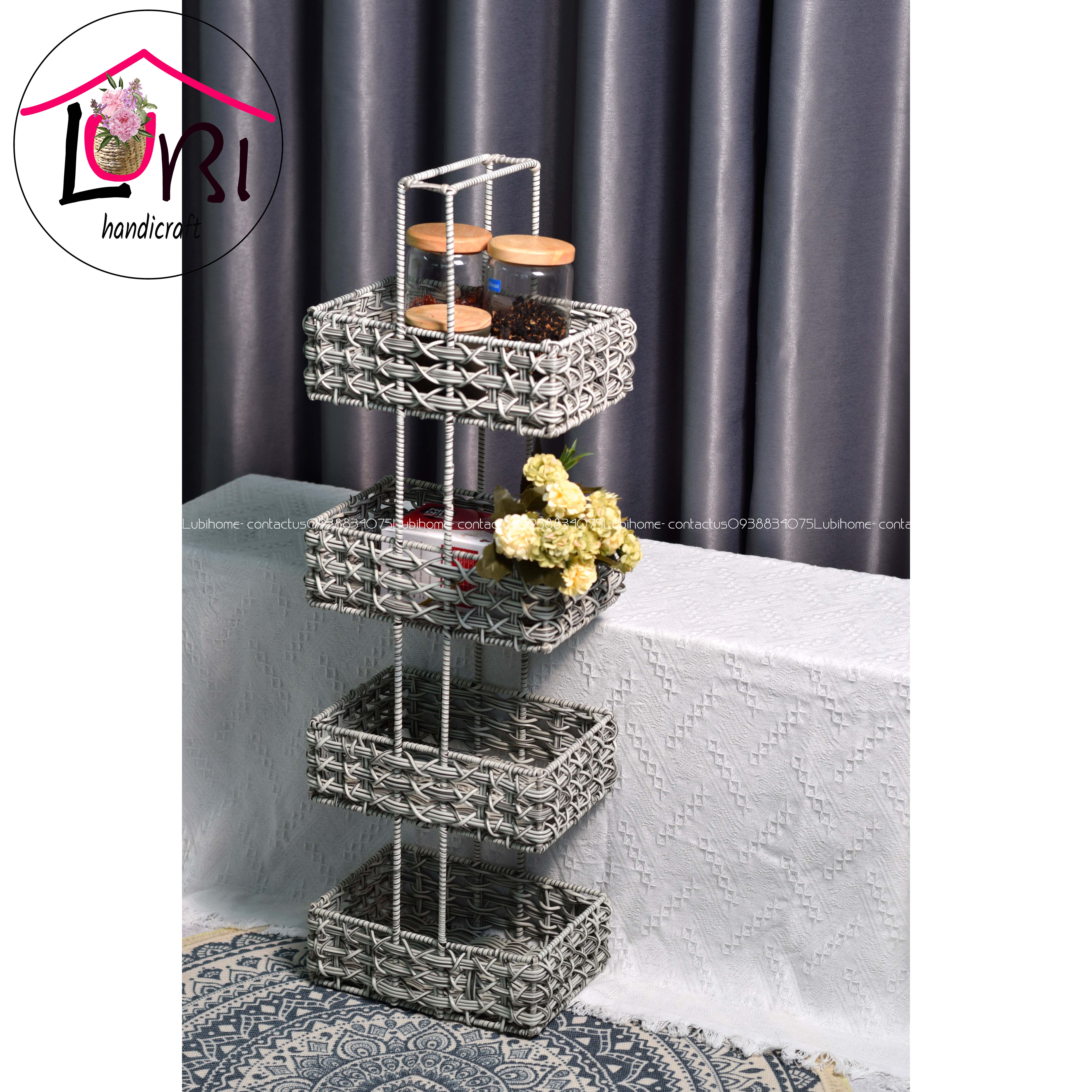 Lubihandicraft - Kệ đựng đồ đan dây nhựa cao cấp 4 tầng - tiện lợi, bền đẹp