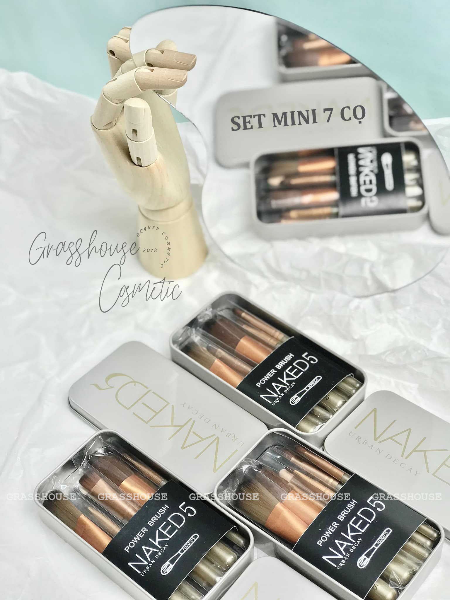 Bộ Cọ Trang Điểm Naked 5 (7 Cây) Nhỏ Gọn Cao Cấp - Có Hộp Đựng Tiện Dụng