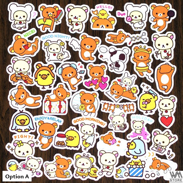 Set 30 sticker Rilakkuma hình dán có ép lụa