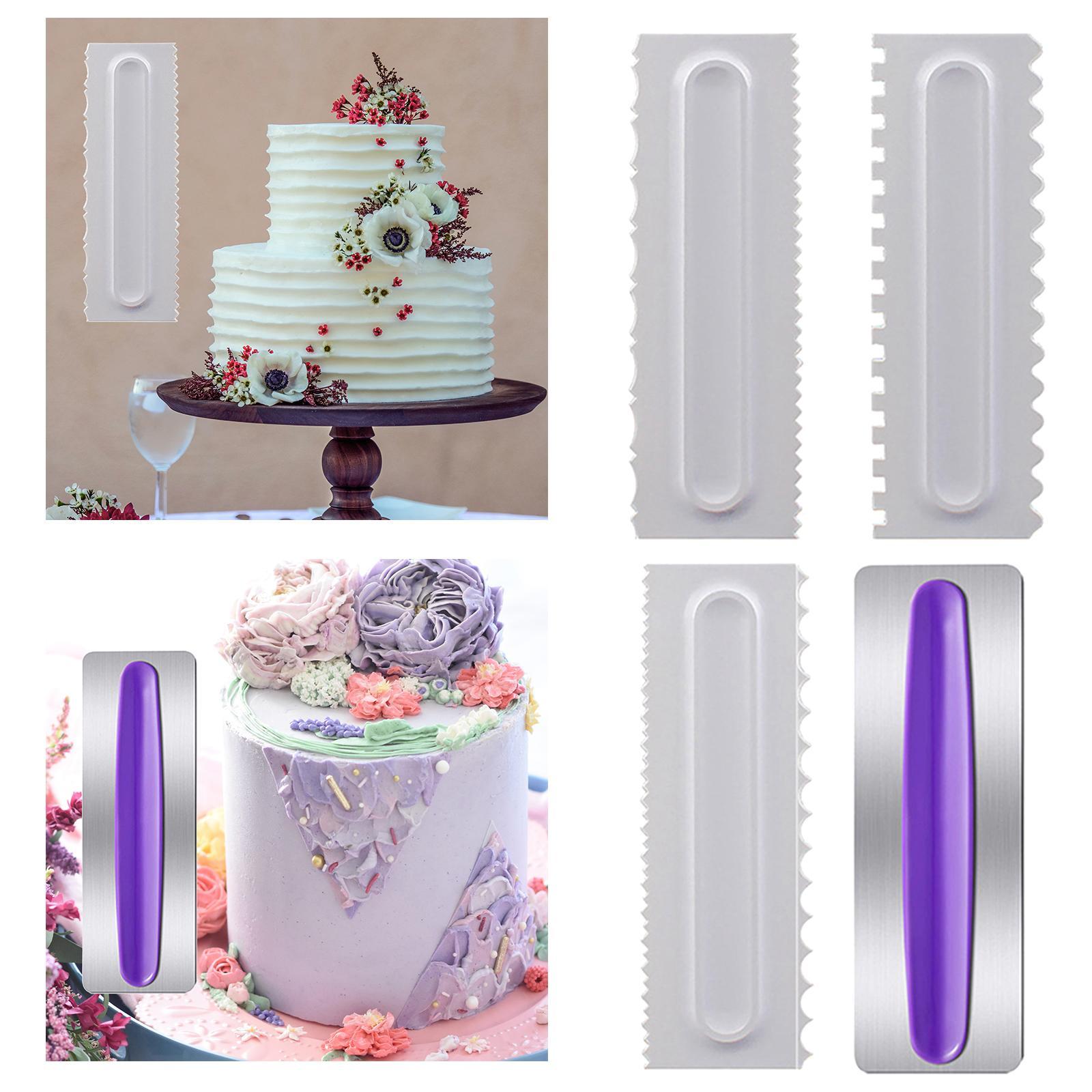 Set of 4 Cake Scraper Tools Cake Smoother Sawtooth Comb for Accessories