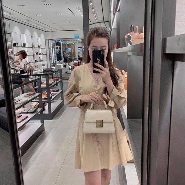 Túi da rắn quai xách khuy tròn size 22cm vỡ hộp