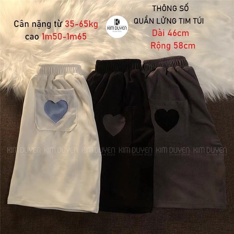 Quần Lửng Tim Túi Form Rộng Unisex Chất Thun Umi Dày Dặn Phong Cách Ullzang Hàn Quốc