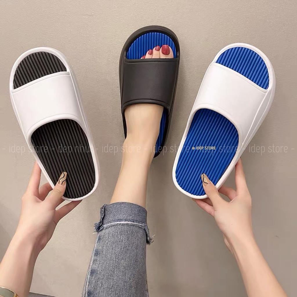 Dép bánh mì gân tăm Unisex đế độn cao 3cm Dép nam nữ quai ngang siêu nhẹ chất EVA hot trend 2022 iDÉP- DL216 (TĂNG 1-2 SIZE)