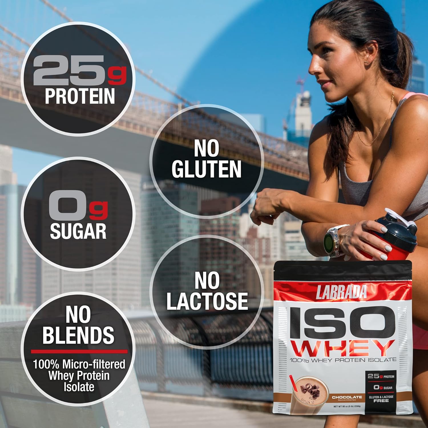 (BBT) Iso Whey Labrada (5Lbs - 2.3Kg) Whey Protein Isolate Hỗ Trợ Tăng Cơ Giảm Mỡ Bổ Sung Bcaa, Glutamine Không Lactose