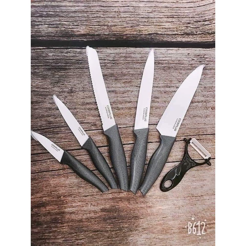 Bộ dao nhà bếp 6 món, bộ dao nhà bếp hợp kim thép phủ gốm ceramic