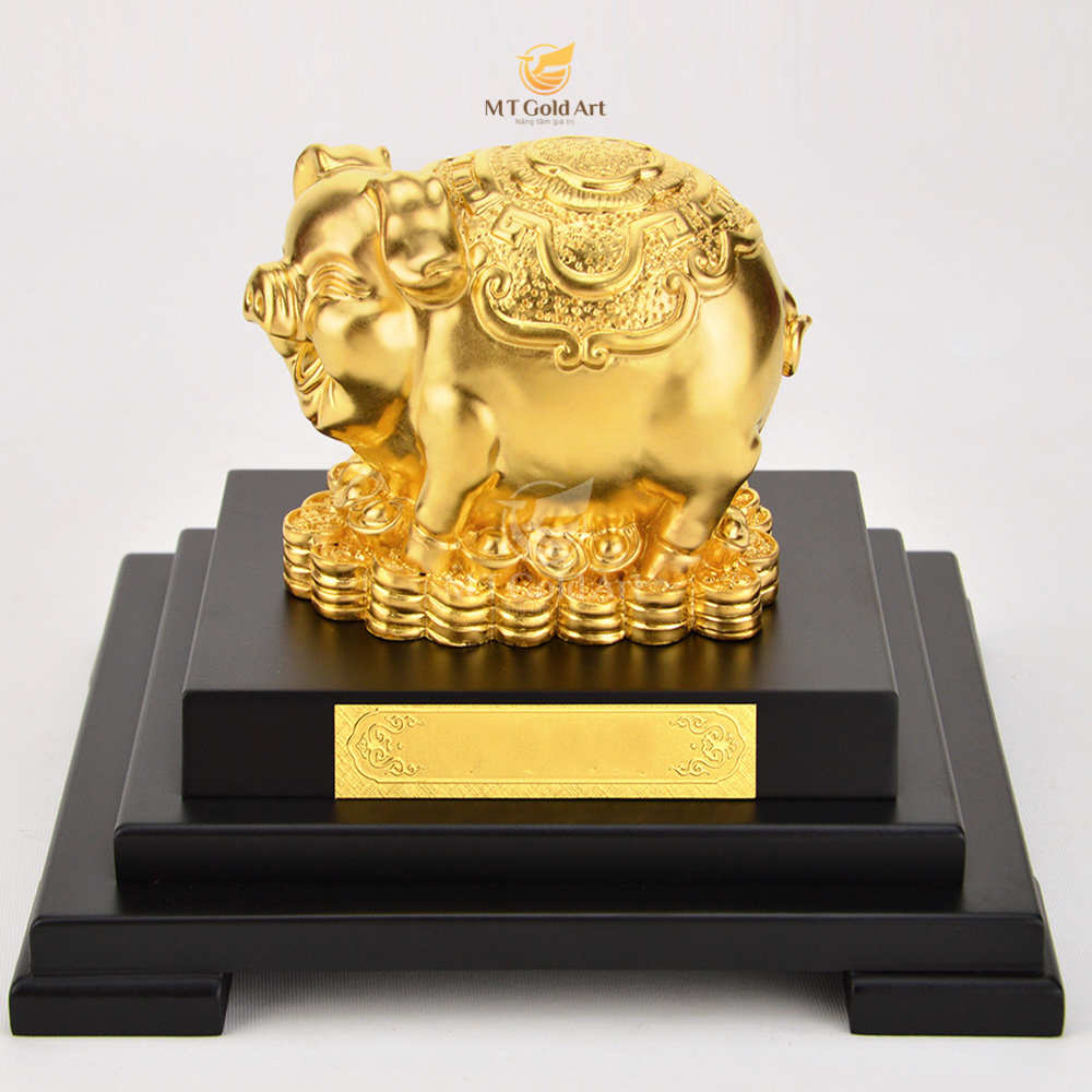Tượng Heo Tài Lộc Dát Vàng 24K M03(17x14x22 cm) MT Gold Art- quà tặng đối tác, quà tặng sếp. quà tặng khách hàng, quà tặng khai trương, quà tặng tân gia, quà tặng doanh nghiệp, quà tặng sinh nhật , quà tặng sự kiện