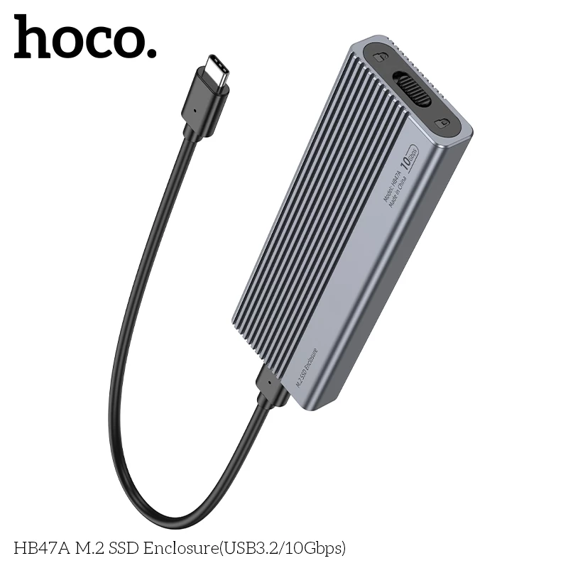 Box đựng ổ cứng Enclosure cho SSD M2 NVMe Hoco HB47A hợp kim nhôm tốc độ 10Gbps (đọc 1000MB/s, ghi 990MB/s) _  Hàng chính hãng