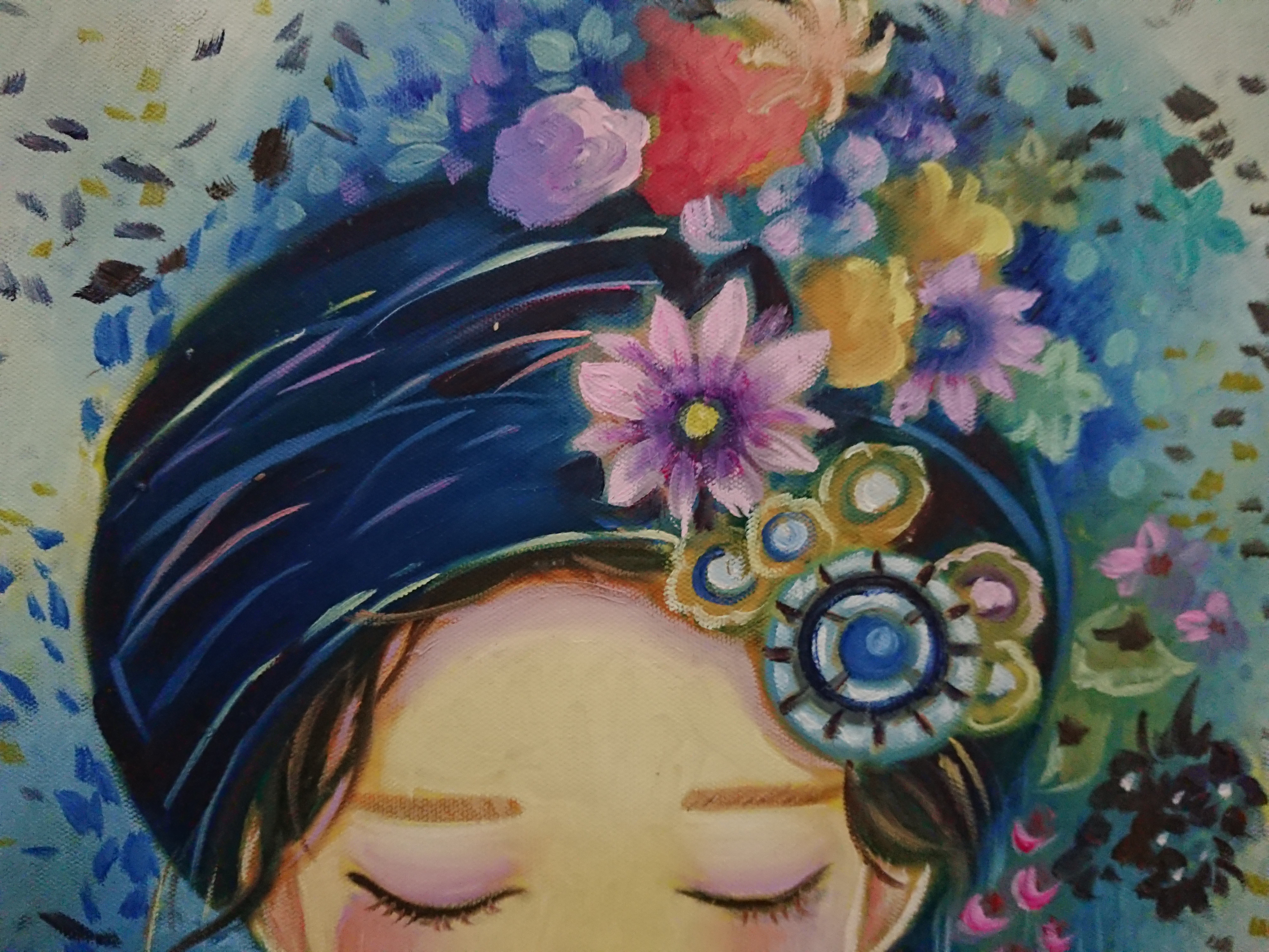 Tranh Sơn Dầu Vẽ Tay - Cô Gái Dân Tộc 40x50cm