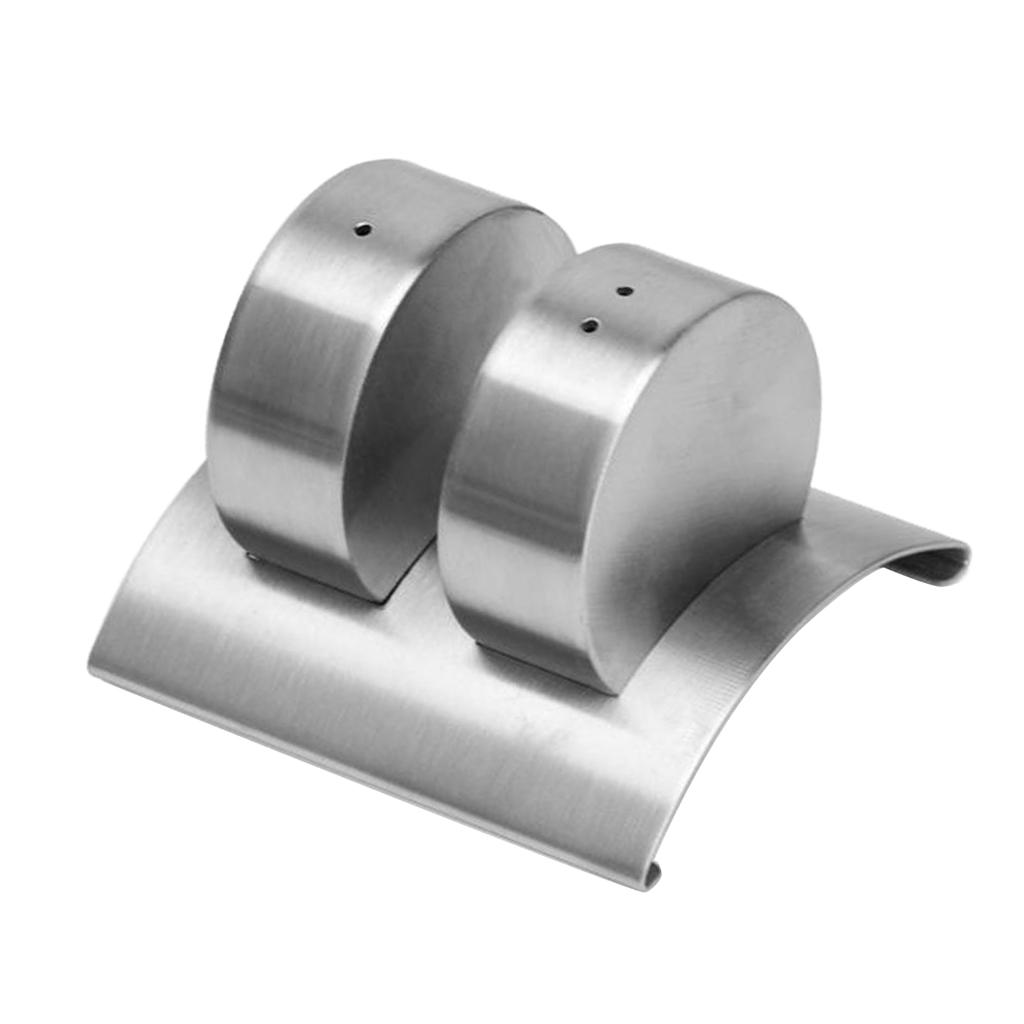 2pcs Stainless Steel Cruet Spice Container Castor Salt Pepper Shaker with Stand Kitchen Cooking Tools