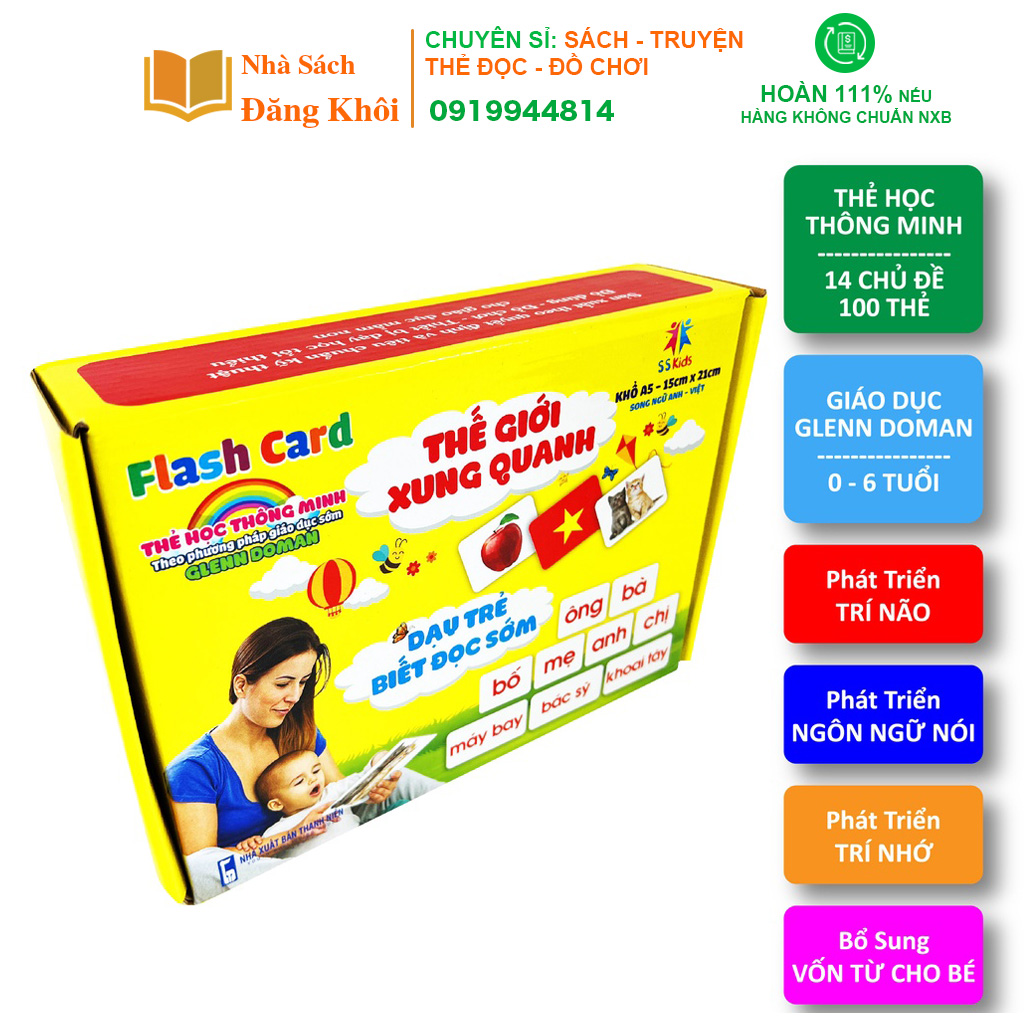 Sách - Bộ Thẻ Học Thông Minh Flashcard Thế Giới Xung Quanh Việt Hà Khổ A5 - Song Ngữ Anh Việt