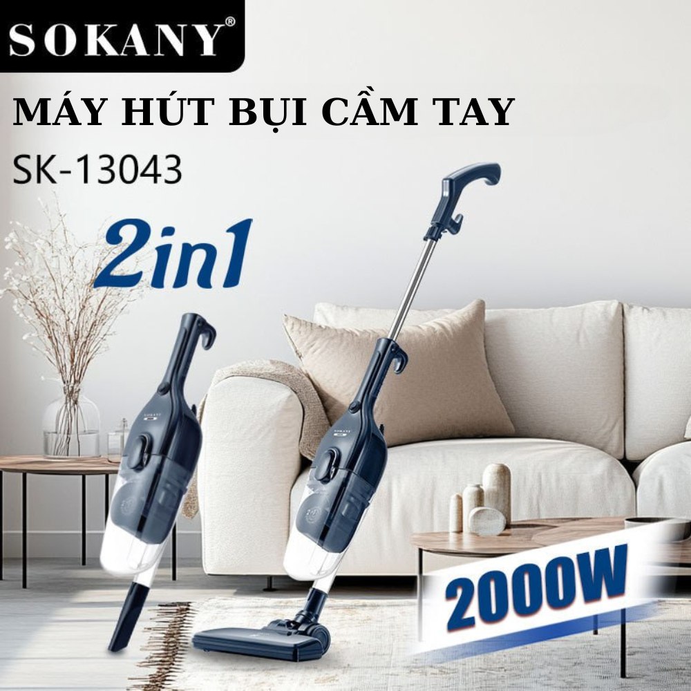 Máy hút bụi đa năng 2IN1 SOKANY SK13043 CÓ DÂY, công suất 2000W lực hút siêu mạnh, siêu sạch, đánh bay mọi bụi bẩn - HÀNG CHÍNH HÃNG