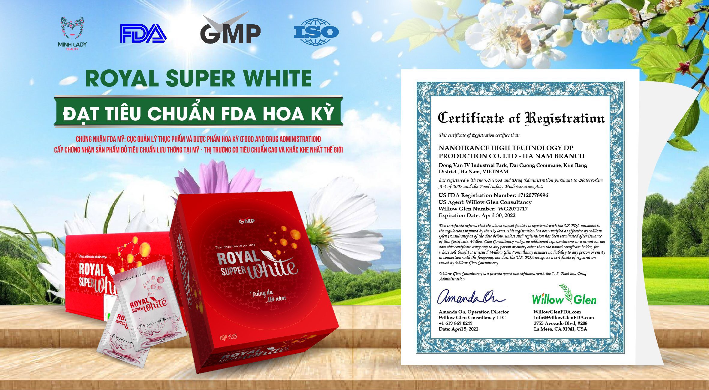 Dịch uống truyền trắng mờ nám Royal Super White