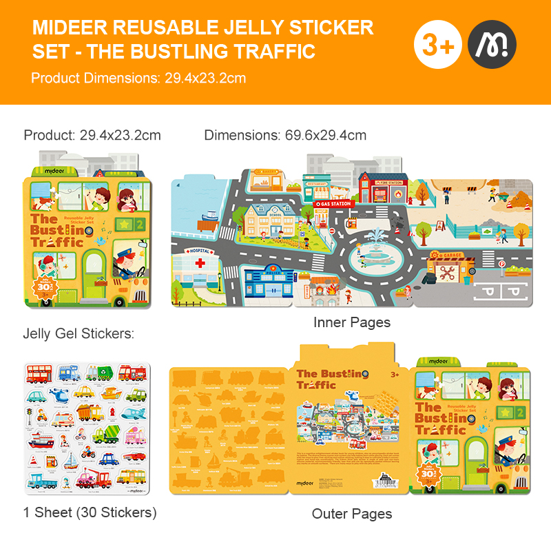 Miếng dán dùng nhiều lần Mideer Reusable Jelly Sticker Set dán được trên nhiều bề mặt,đồ chơi thủ công cho bé