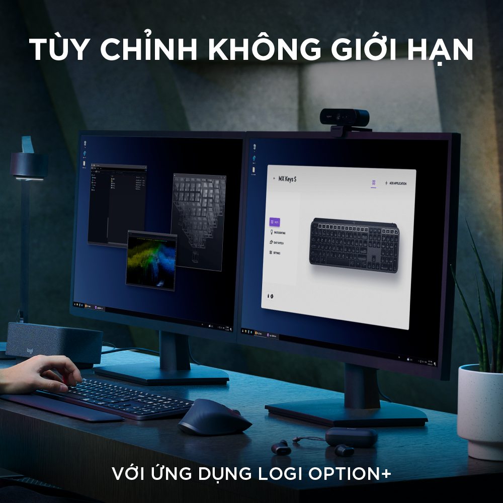 Bàn phím không dây Logitech MX Keys S - Low Profile yên tĩnh, Đèn nền, Bluetooth, Sạc USB-C - Hàng chính hãng