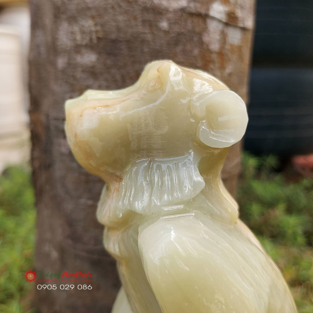 Tượng khỉ đá phong thủy tuổi thân 12 con giáp đá ngọc Pakistan 17cm - đá Non Nước
