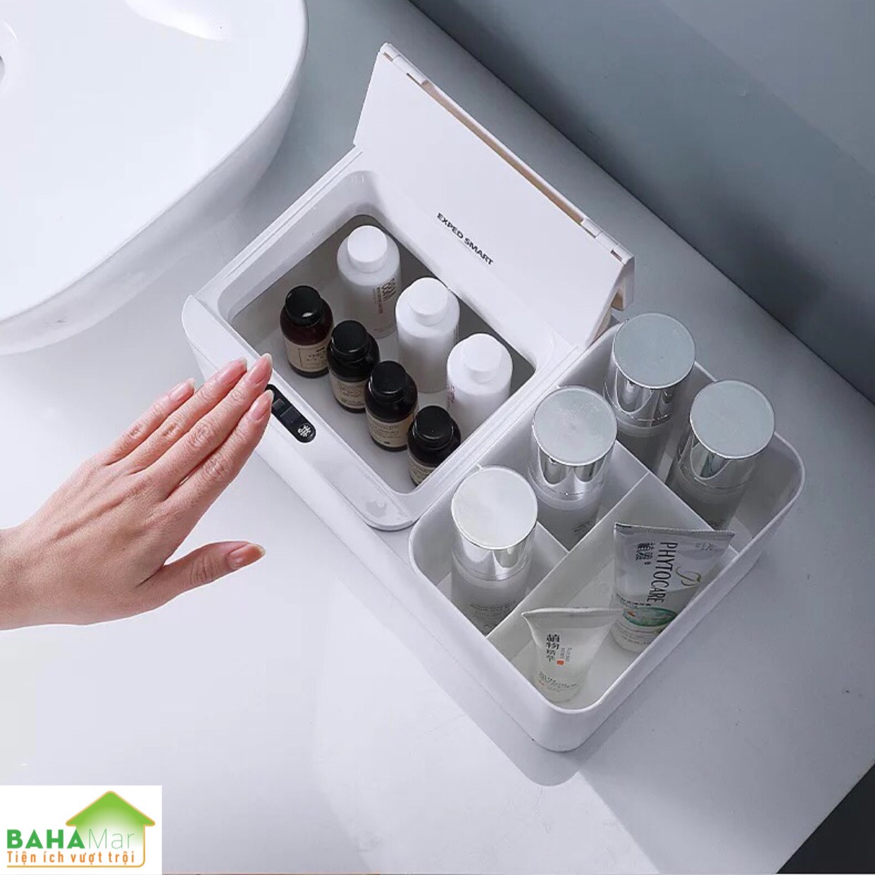 HỘP ĐỂ BÀN ĐA NĂNG CẢM ỨNG THÔNG MINH TỰ ĐỘNG BẬT MỞ NẮP "BAHAMAR" thích hợp sử dụng để nhiều thứ cho gọn gàng ngăn nắp