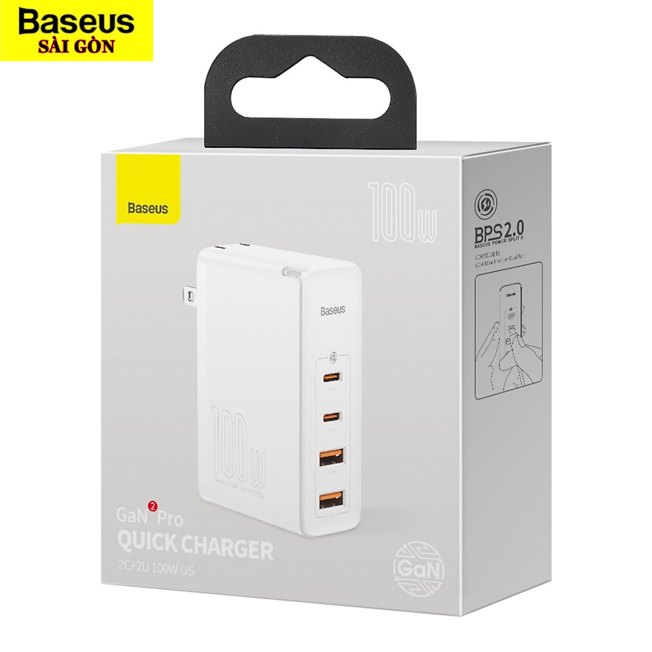 Bộ sạc nhanh 100W Baseus GaN2 Pro Quick Charger 4 Ports (Type C*2 &amp; USB*2)- Hàng chính hãng