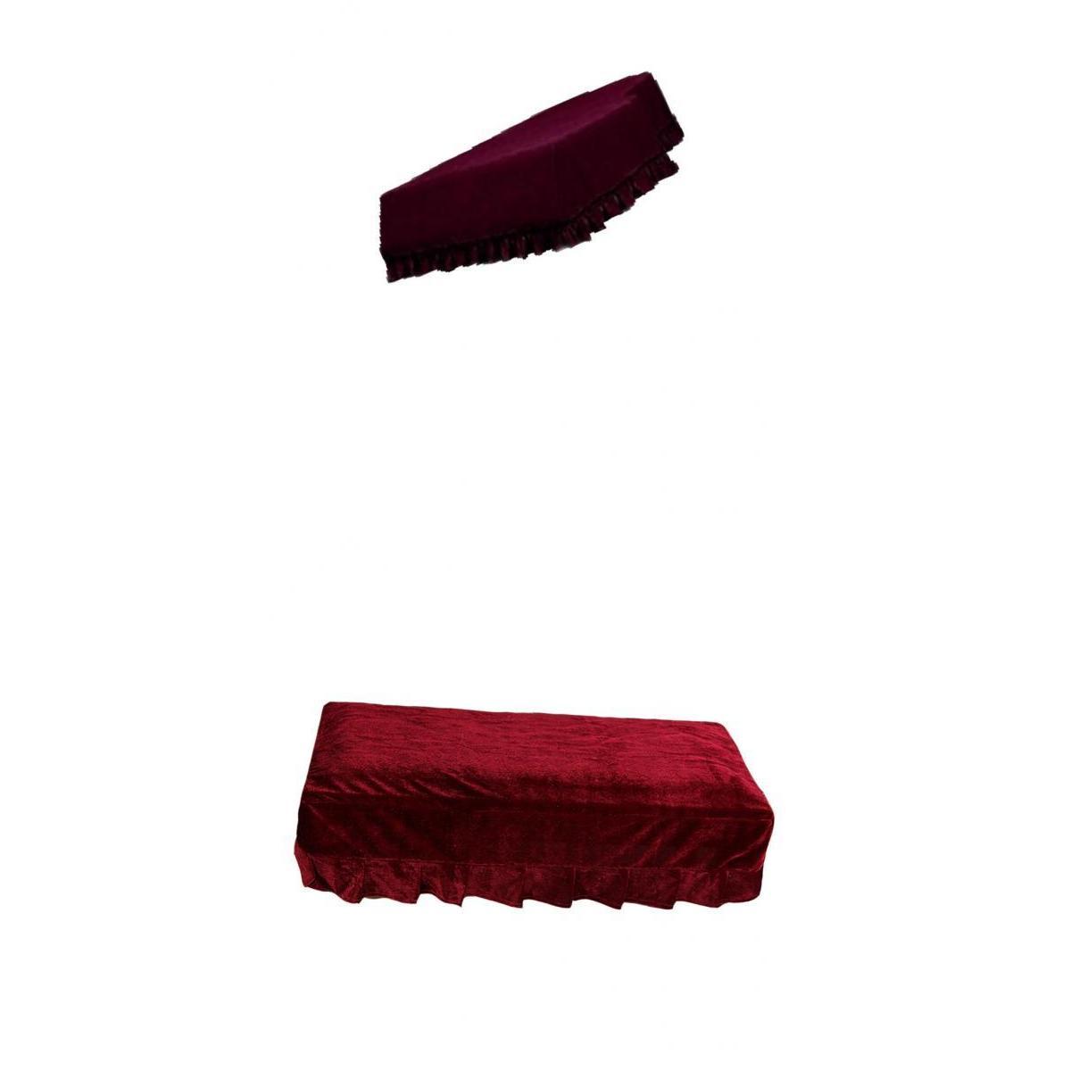 Grand Piano Velvet Bordered Dust Protective Cover + 1-Seater Bench Cover